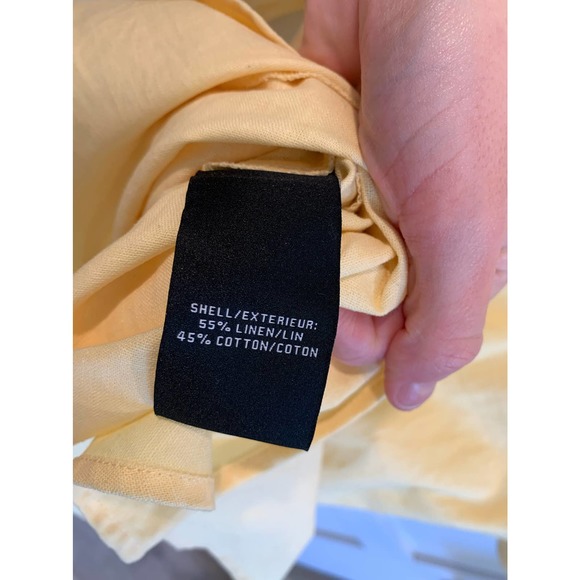 NWT 7 For All Mankind Yellow Smocked Linen Midi Dress - Picture 8 of 8